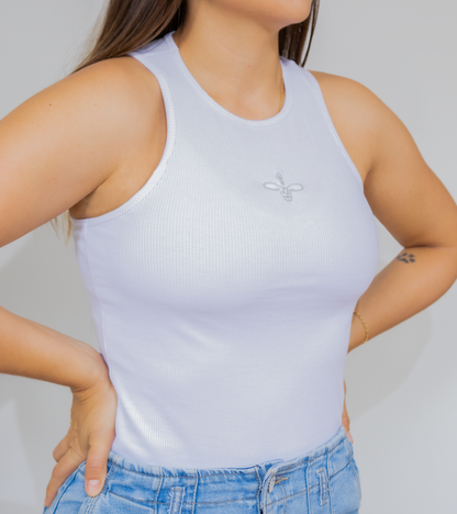 Camiseta rib tirantes color blanco