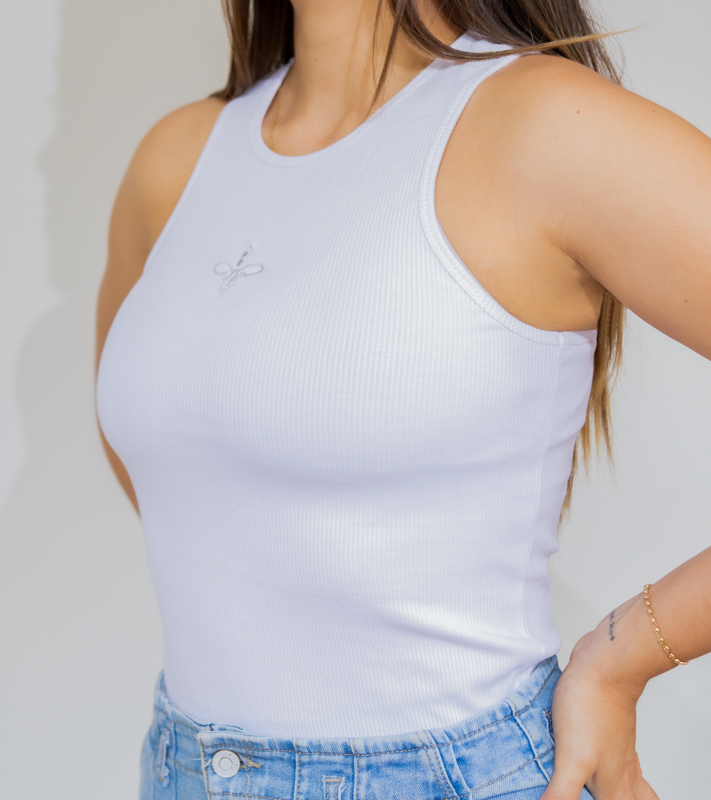 Camiseta rib tirantes color blanco